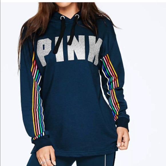 VICTORIA'S SECRET PINK BLING CAMPUS HOODIE - Picture 1 of 2